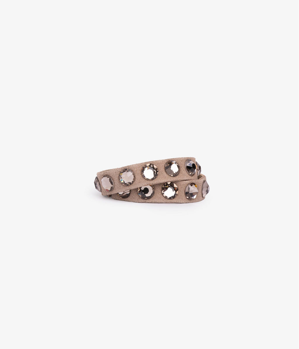 Brown suede crystal bracelet pedro garcia 1