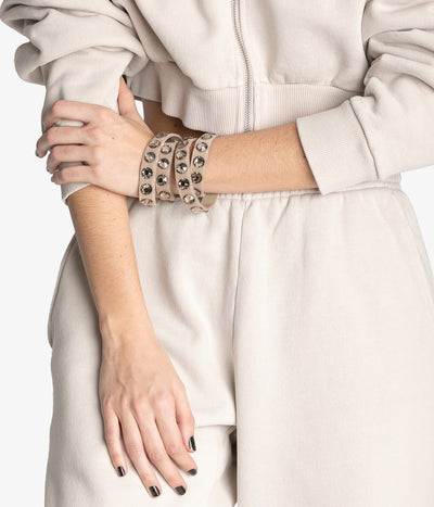 Brown suede crystal bracelet pedro garcia 1