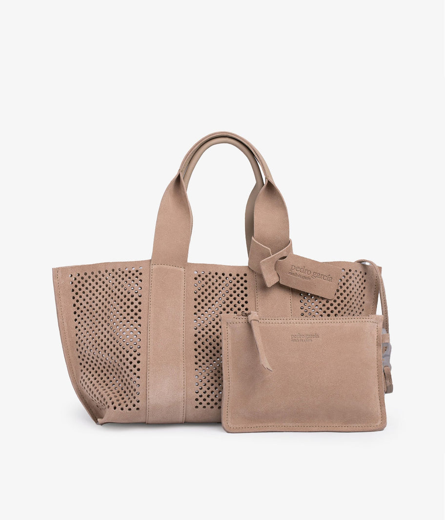 beige suede perfed tote pedro garcia 2