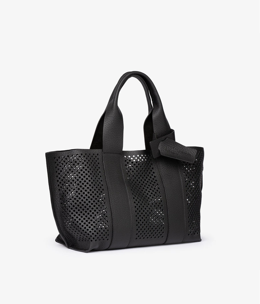 black leather bag perfed tote pedro 3garcia