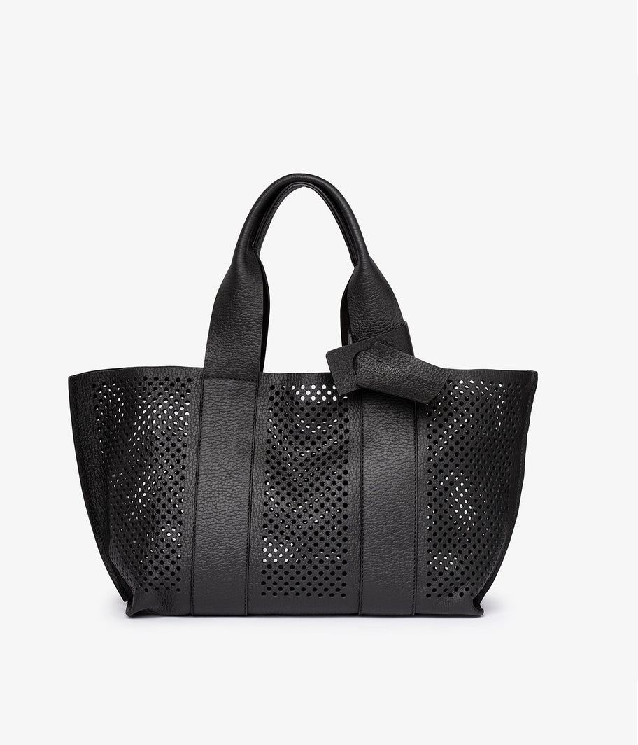 black leather bag perfed tote pedro garcia 1