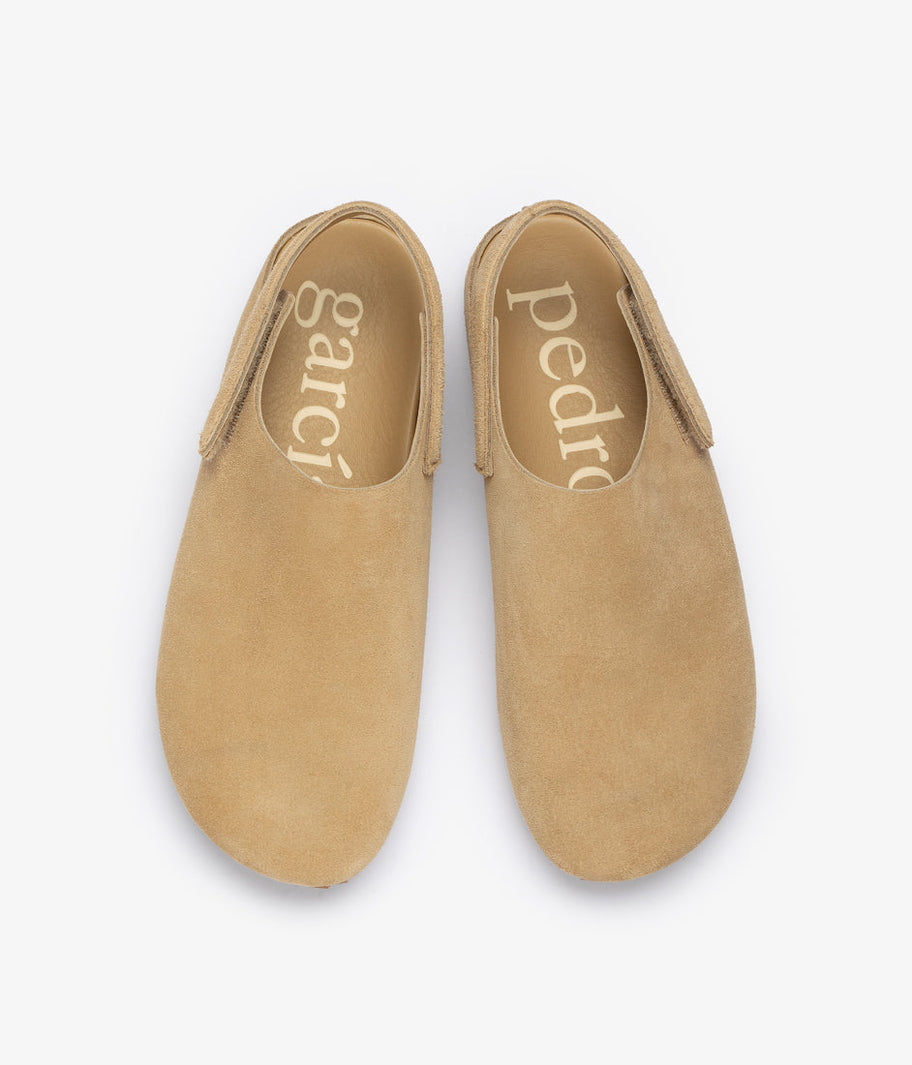 clog beige suede velcro closure bely aw25 pedro garcia 4