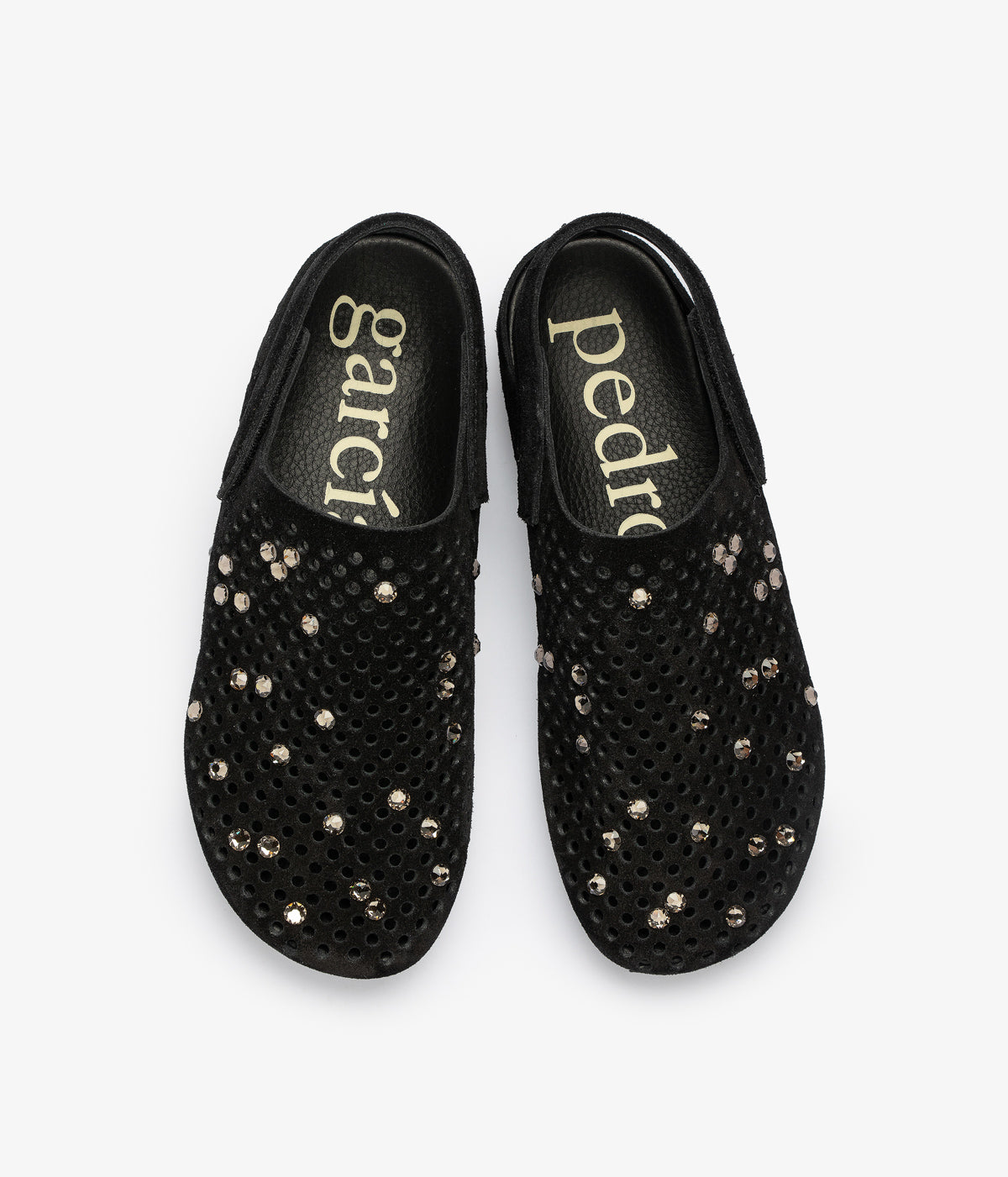 clog black suede crystal velcro closure bely aw25 pedro garcia 4