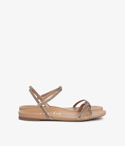 flat sandal strappy crystals leather beige bambina aw25 pedro garcia 2