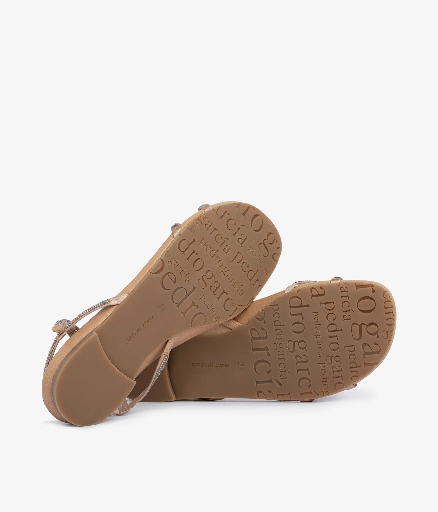 flat sandal strappy crystals leather beige bambina aw25 pedro garcia 5