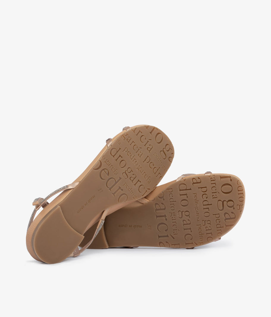 flat sandal strappy crystals leather beige bambina aw25 pedro garcia 5