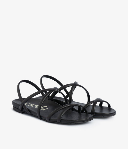 flat strappy sandal black leather biddy aw25 pedro garcia 1