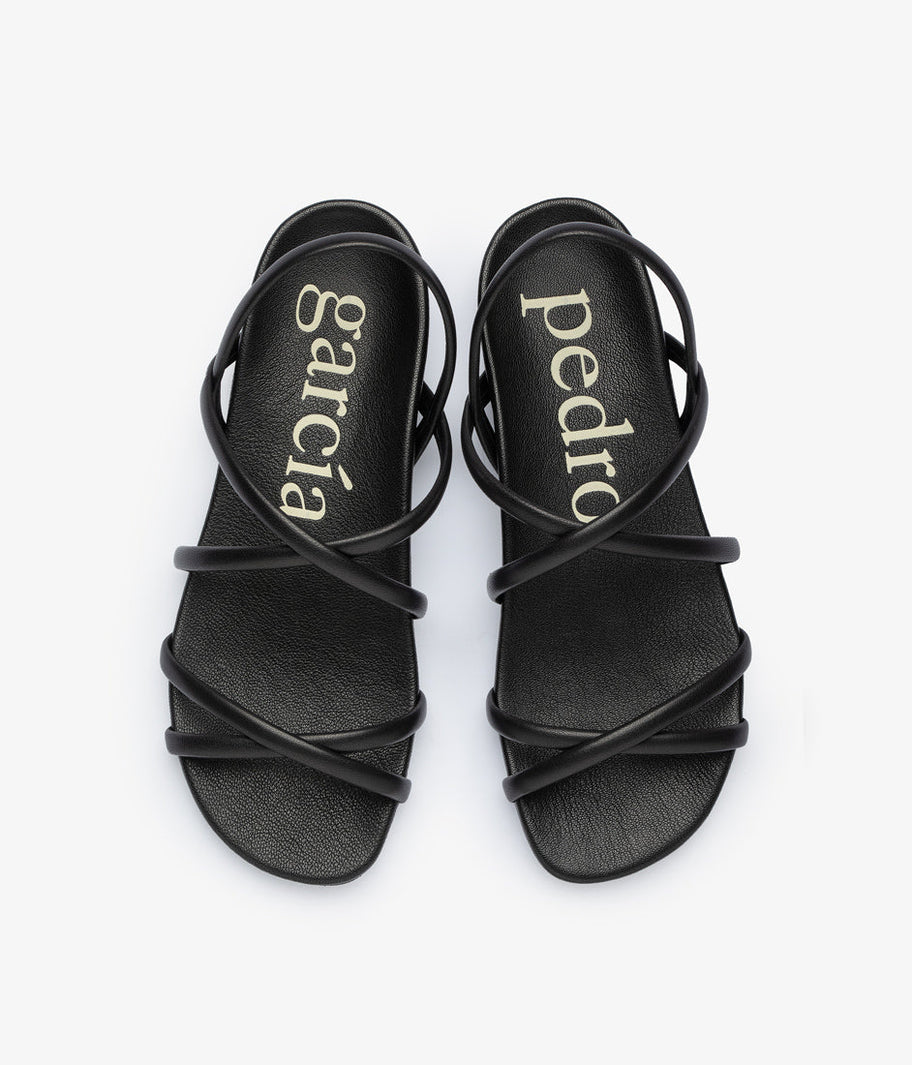flat strappy sandal black leather biddy aw25 pedro garcia 3