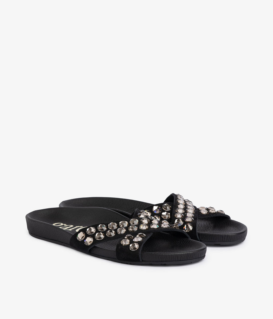fussbetts sandal black suede crystals analis aw25 pedro garcia 1