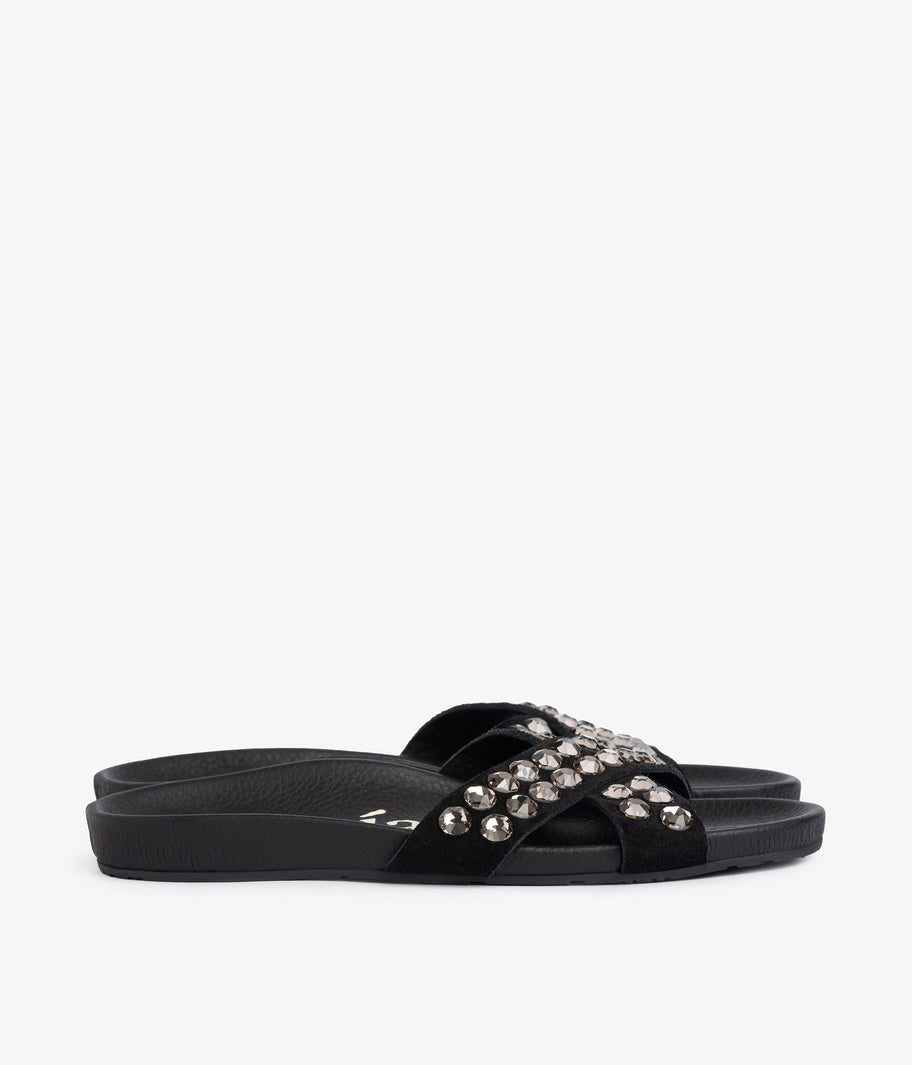 fussbetts sandal black suede crystals analis aw25 pedro garcia 3