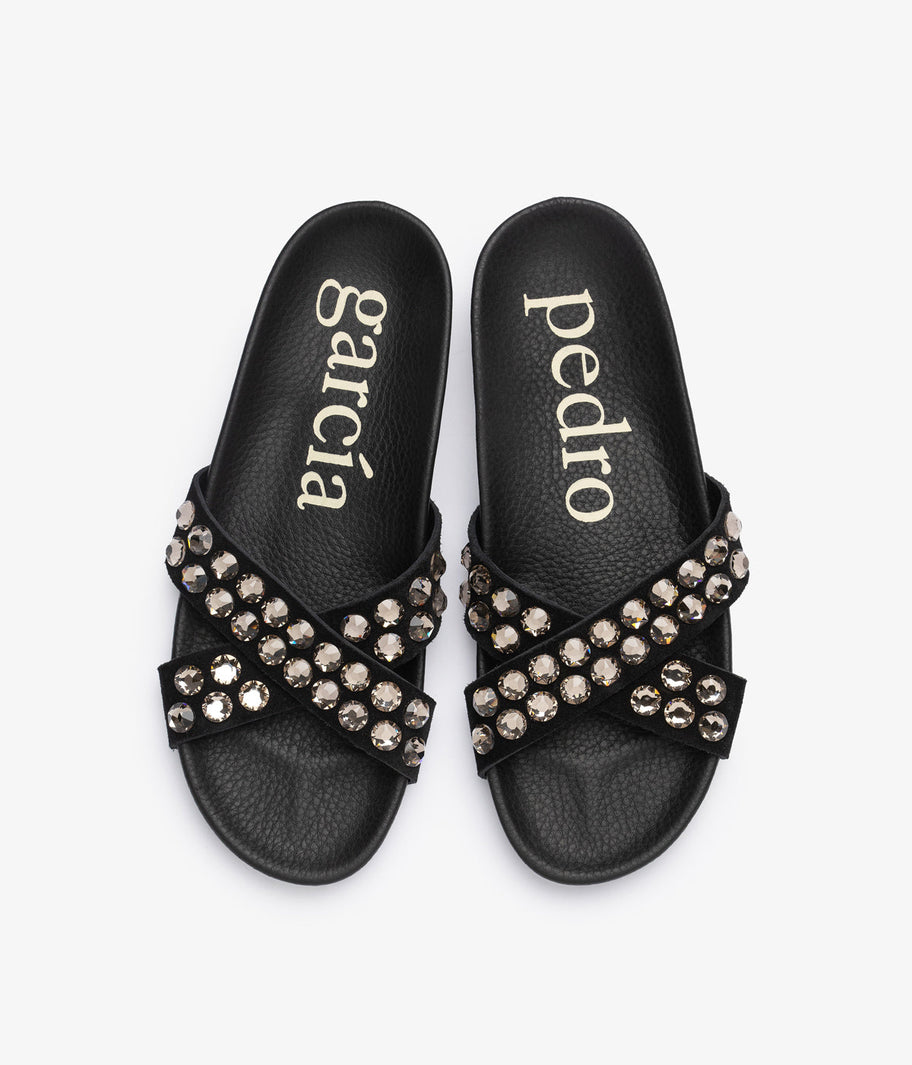 fussbetts sandal black suede crystals analis aw25 pedro garcia 4
