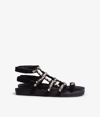 gladiator sandal black suede with crystals aroa pedro garcia ss24 1