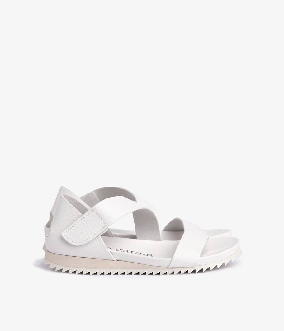 pedro garcia asymmetrical sportif sandal leather white jedda grid