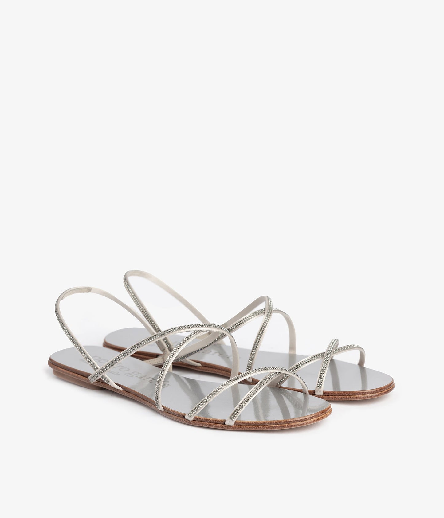 pedro garcia crystal sandal metallic white esme ess 1