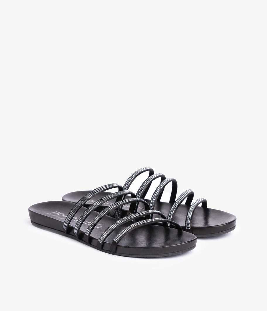 pedro garcia crystal satin black sandal ess 1