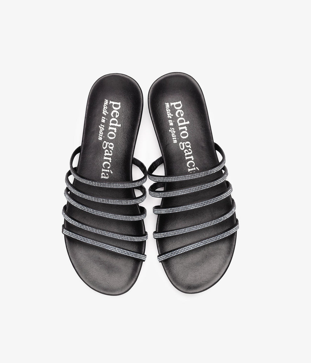 pedro garcia crystal satin black sandal ess 3