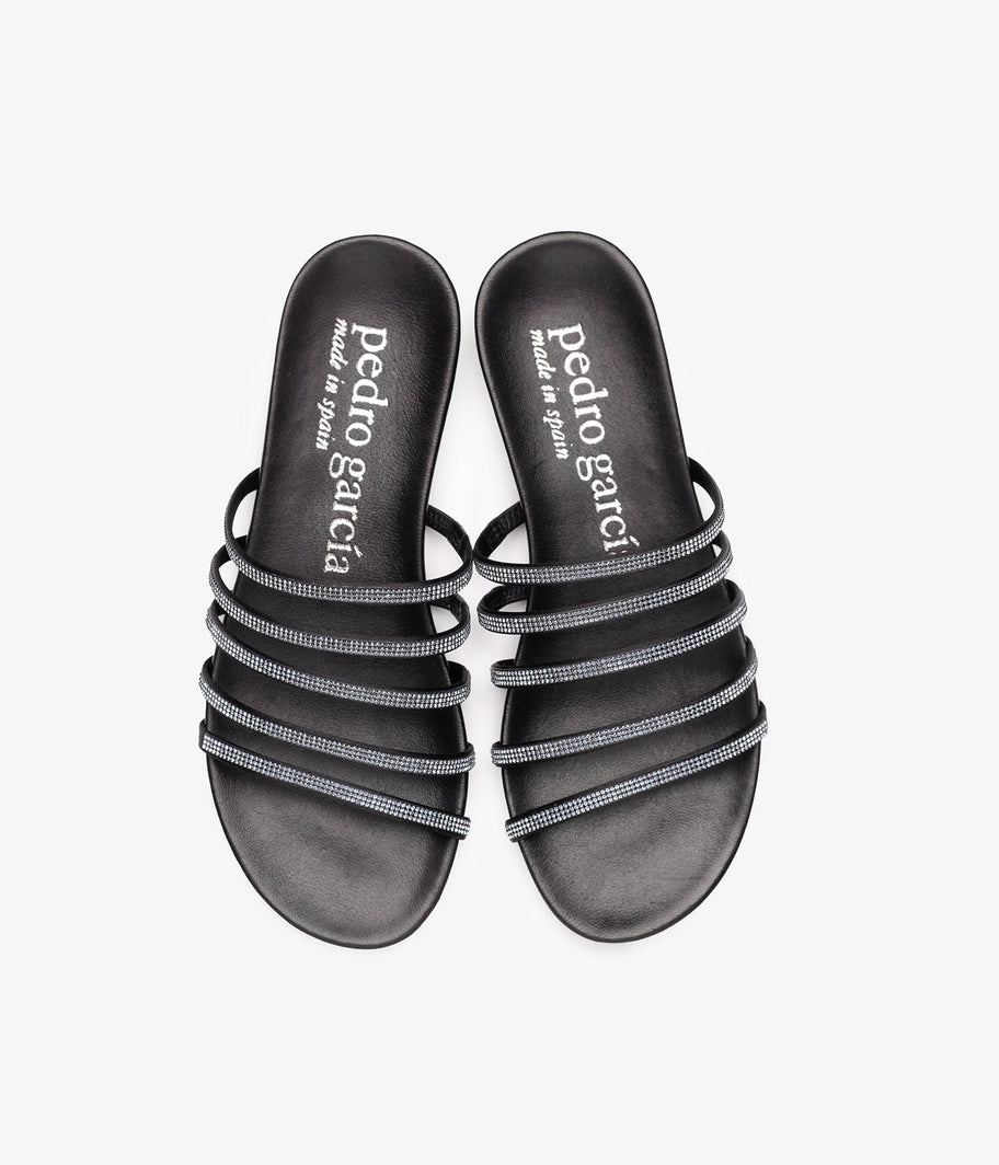 pedro garcia crystal satin black sandal ess 3