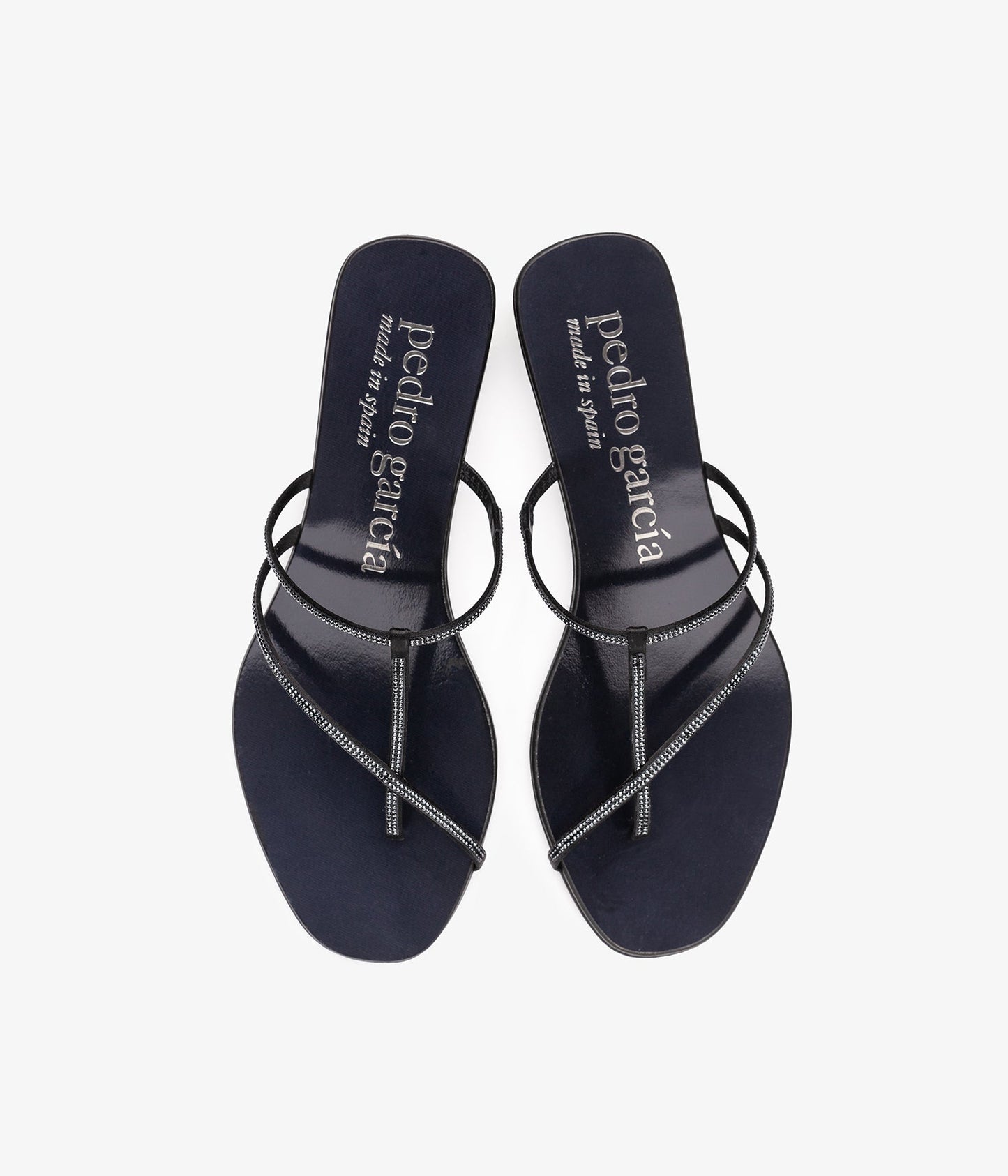 pedro garcia flip flop crystal satin black sandal ess 3