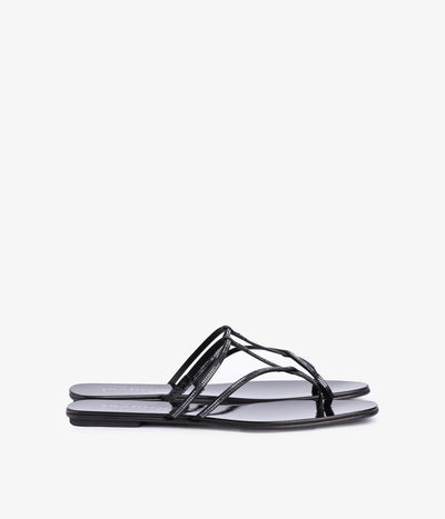 pedro garcia flip flop crystal satin black sandal ess 2