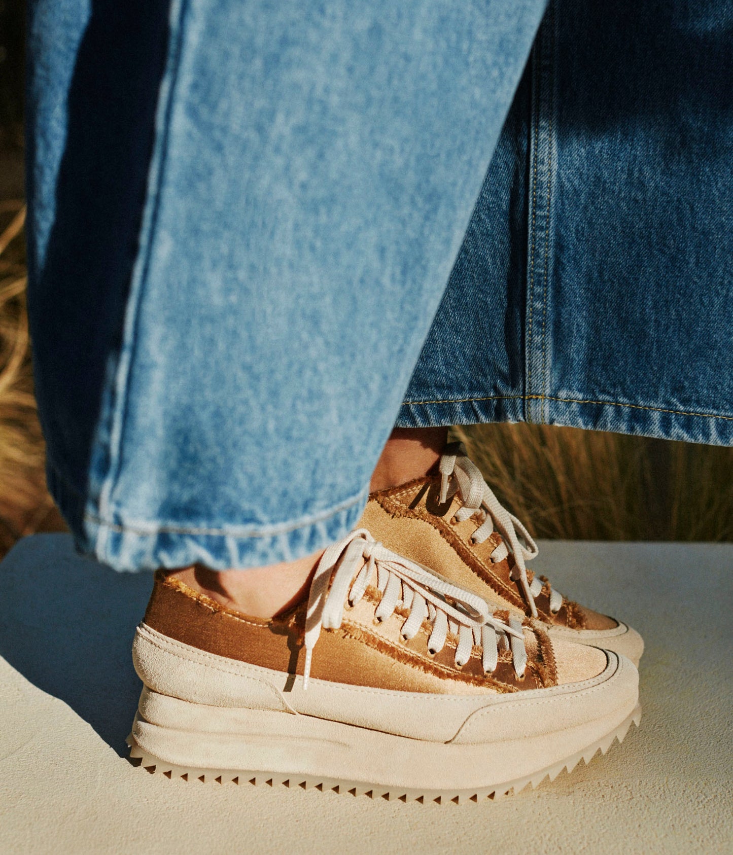 pedro garcia frayed satin trainer orella aw23 5