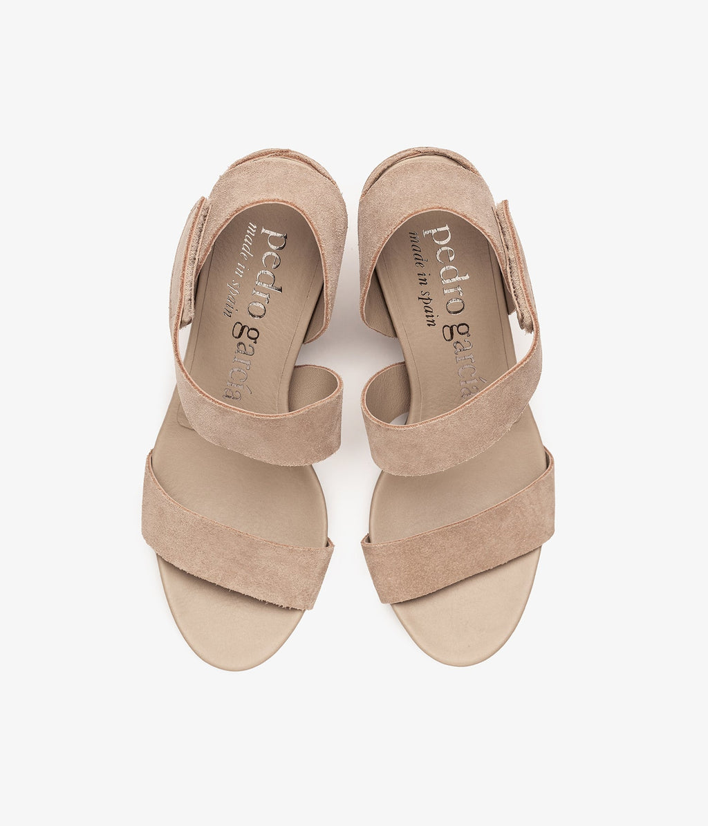 pedro garcia mid heel sandal beige suede west ess 3