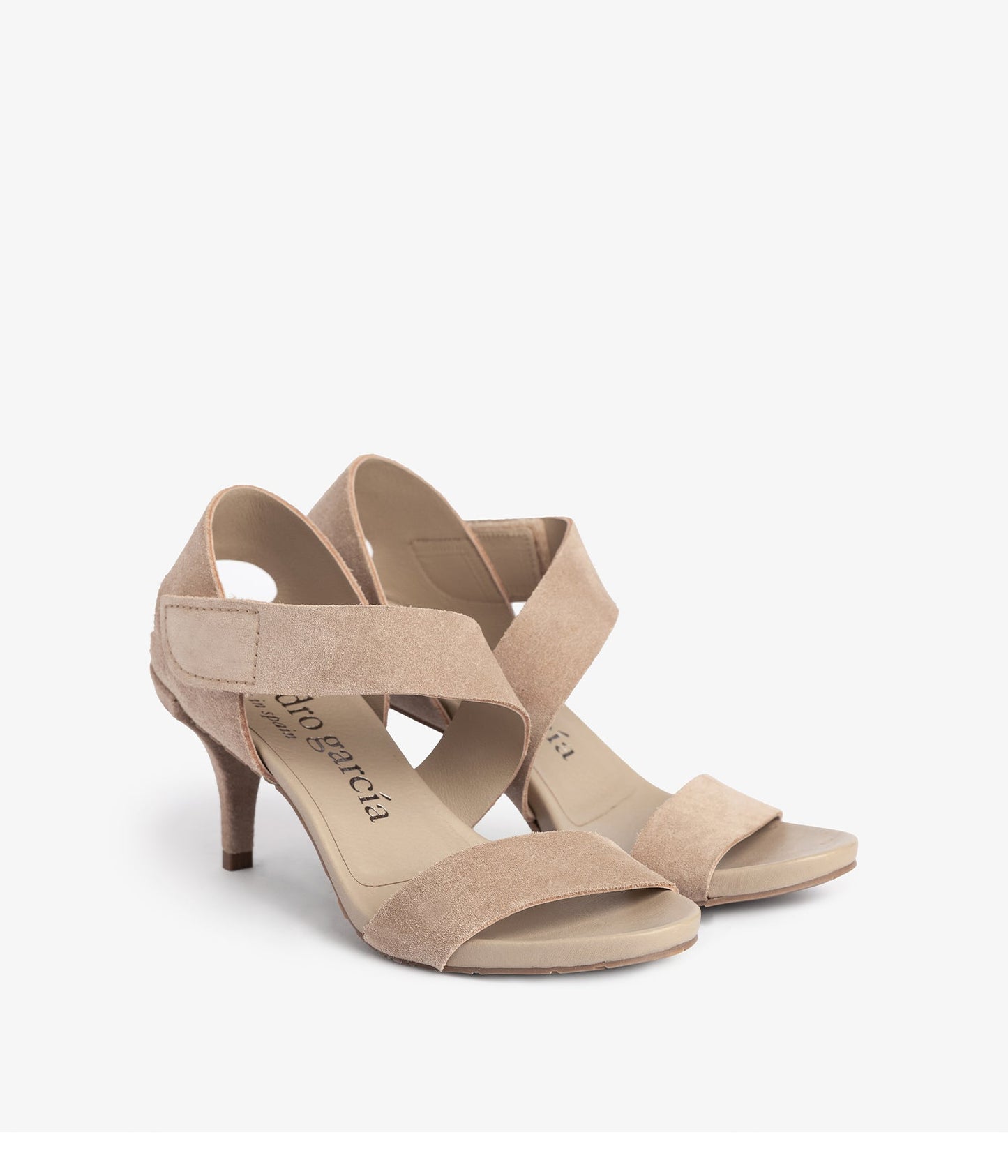 pedro garcia mid heel sandal beige suede west ess hover