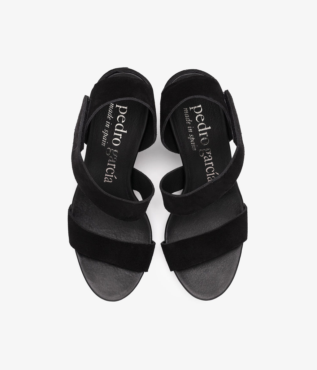 pedro garcia mid heel sandal black suede west ess 3