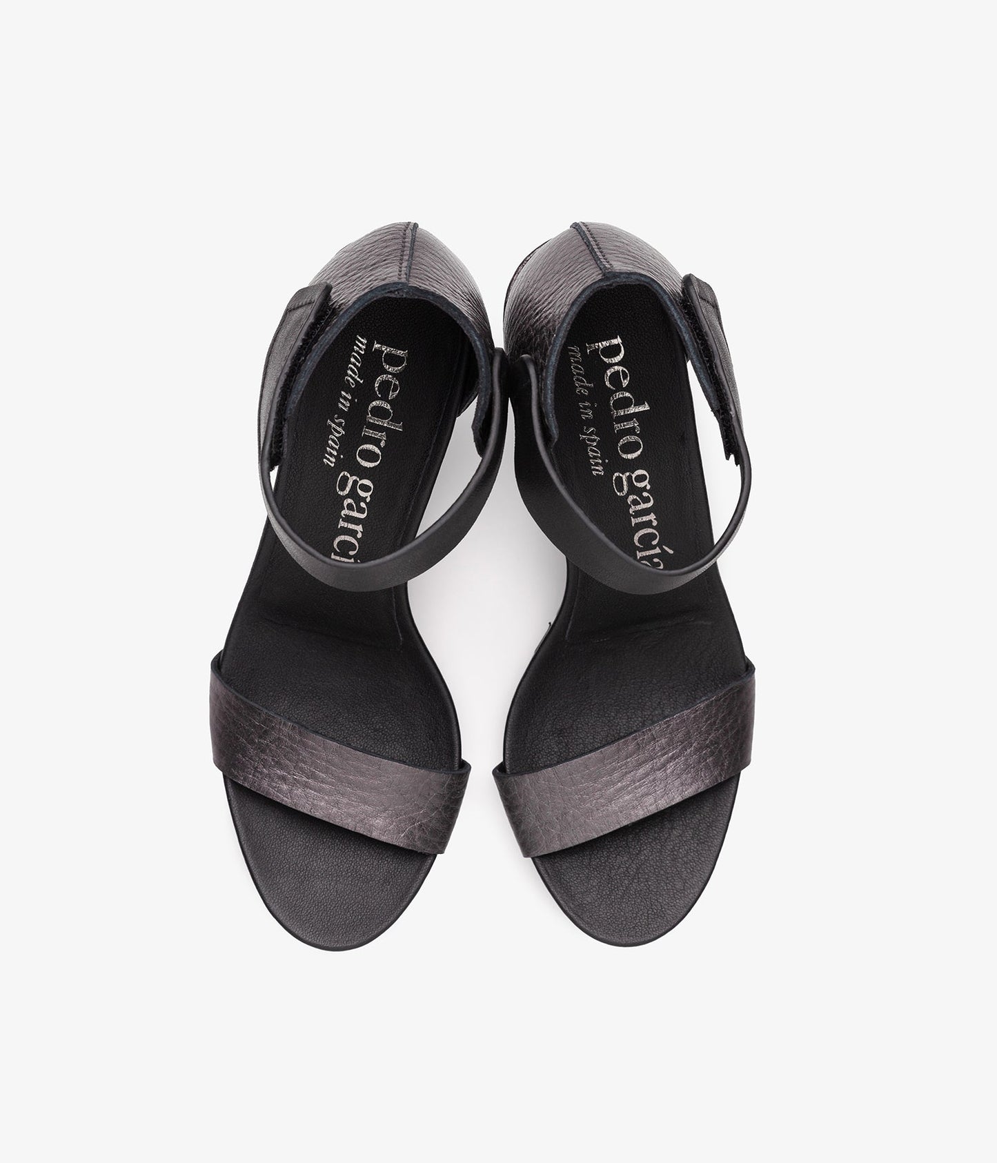 pedro garcia midi heel sandal metallic black winka ess 1