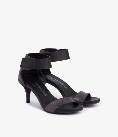 pedro garcia midi heel sandal metallic black winka ess 2