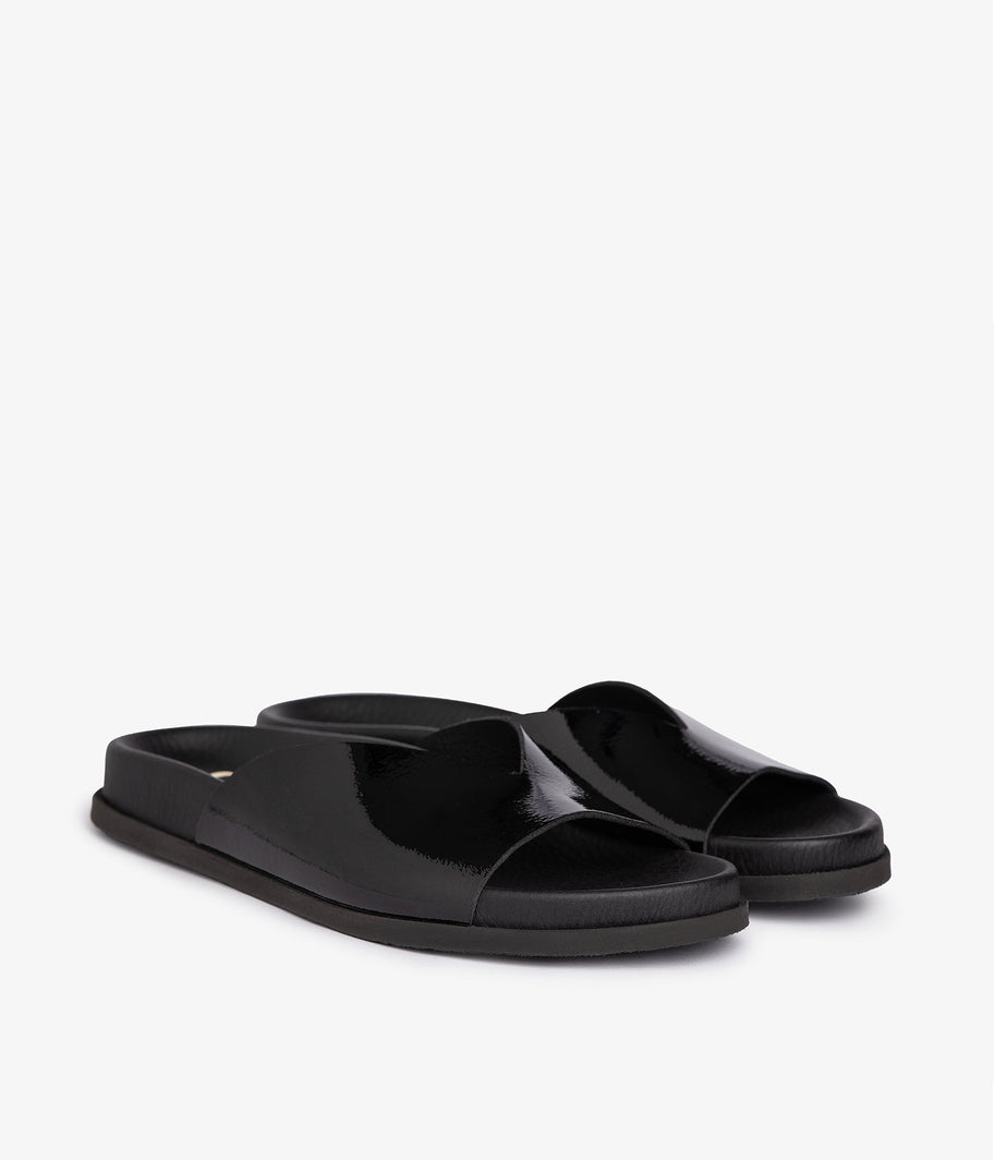 pedro garcia slide black patent leather 1