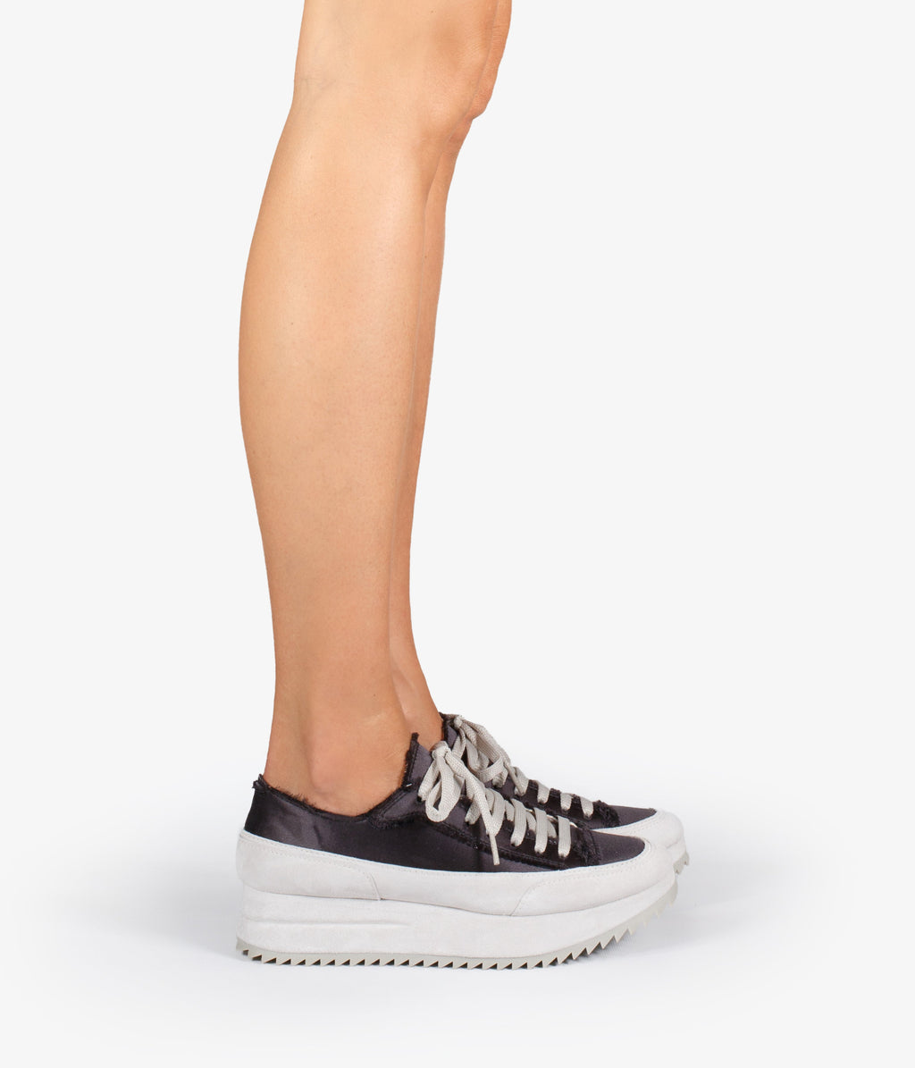 pedro garcia sneaker wedge black silk satin orella ess 5