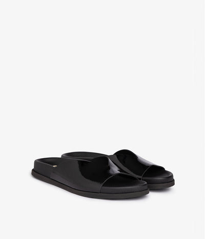 pedro garcia slide black patent leather 1