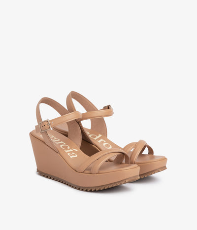 wedge sandal strappy beige leather finoa aw25 pedro garcia 1