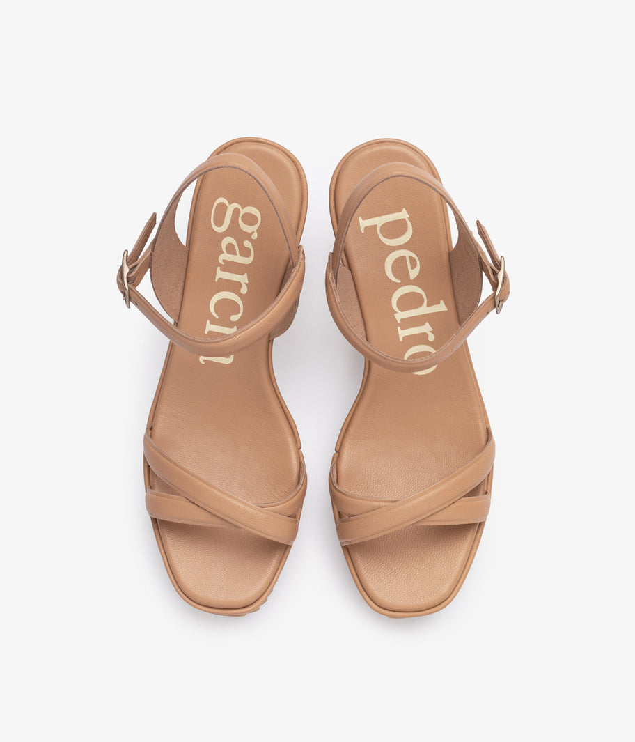 wedge sandal strappy beige leather finoa aw25 pedro garcia 4