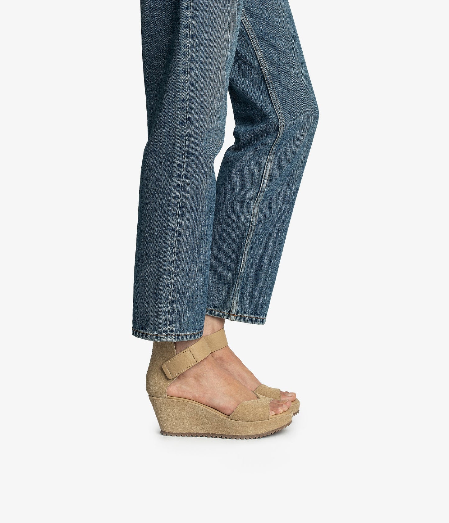 wedge sandal velcro closure beige suede fareny aw25 pedro garcia 2