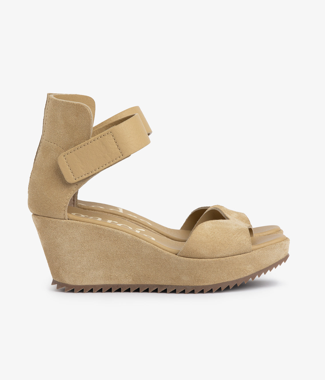 wedge sandal velcro closure beige suede fareny aw25 pedro garcia 3