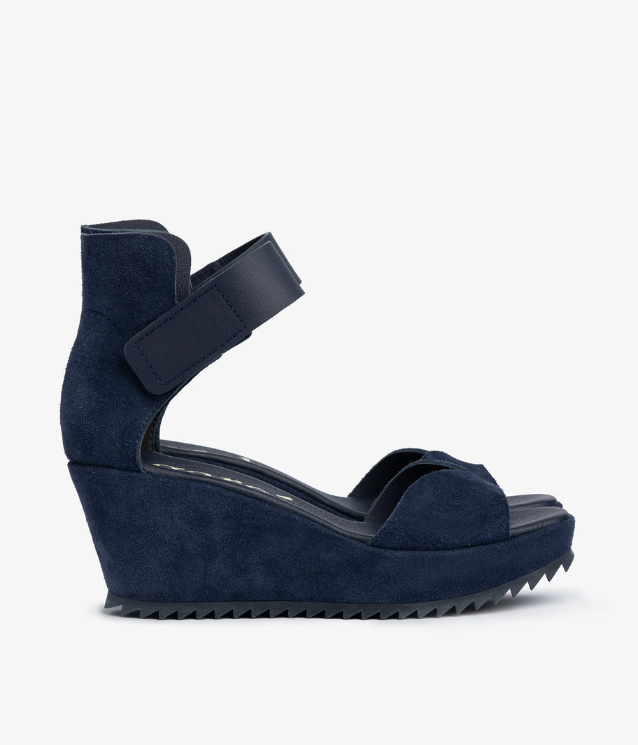 wedge sandal velcro closure blue suede fareny aw25 pedro garcia 2