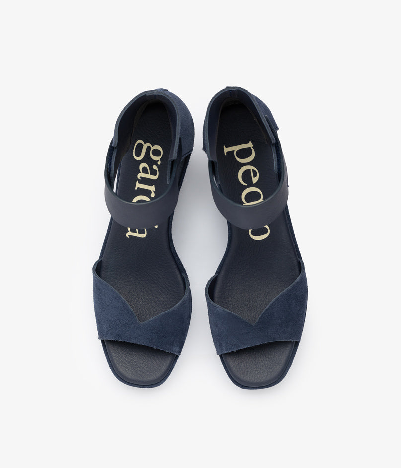 wedge sandal velcro closure blue suede fareny aw25 pedro garcia 4