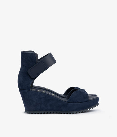 wedge sandal velcro closure blue suede fareny aw25 pedro garcia 1
