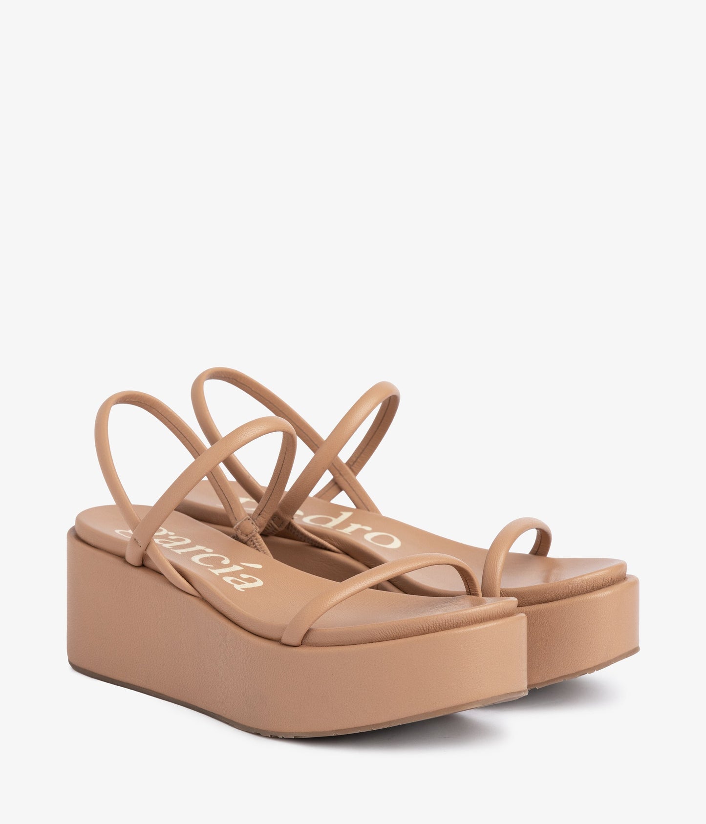 wedge strappy sandal beige eather nibia ss25 pedro garcia 1