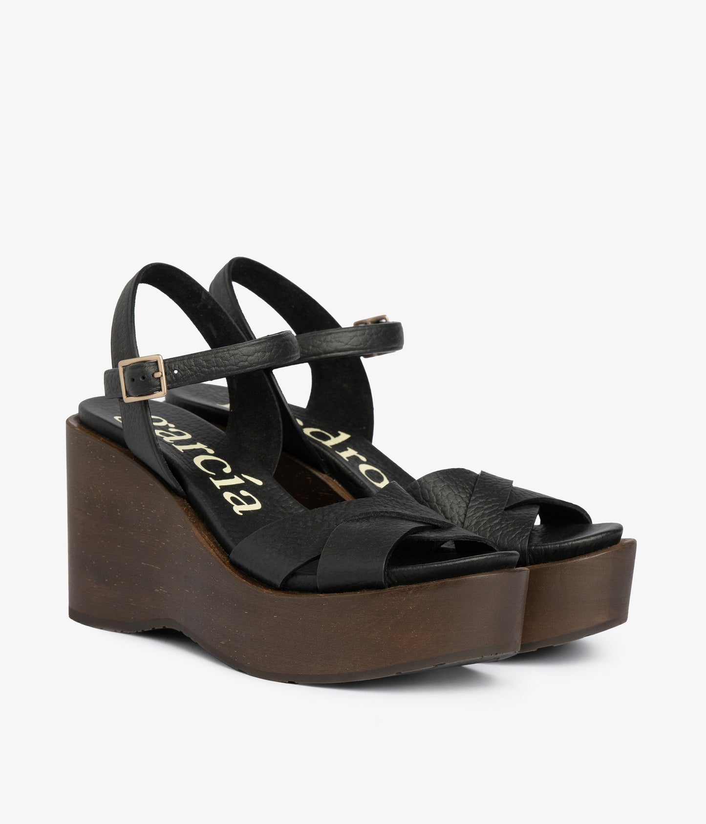 wedge wood sandal black leather dalys aw25 pedro garcia 1