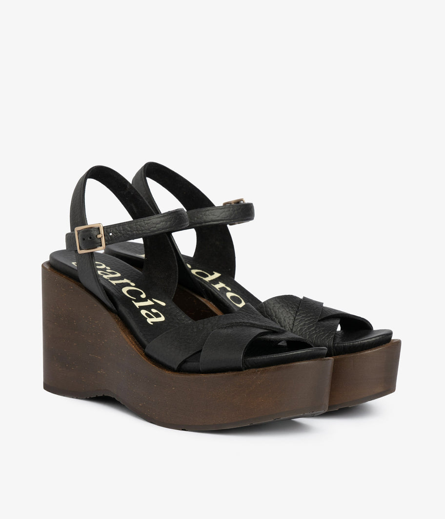 wedge wood sandal black leather dalys aw25 pedro garcia 1