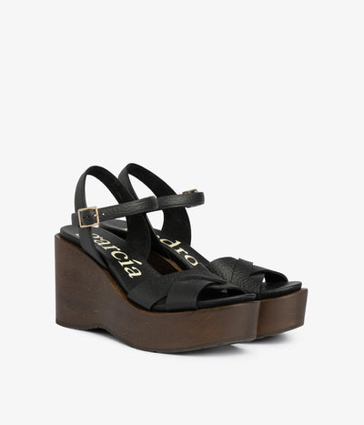 wedge wood sandal black leather dalys aw25 pedro garcia 1