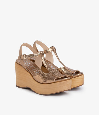 wedge wood sandal metallic leather domiel aw25 pedro garcia 1