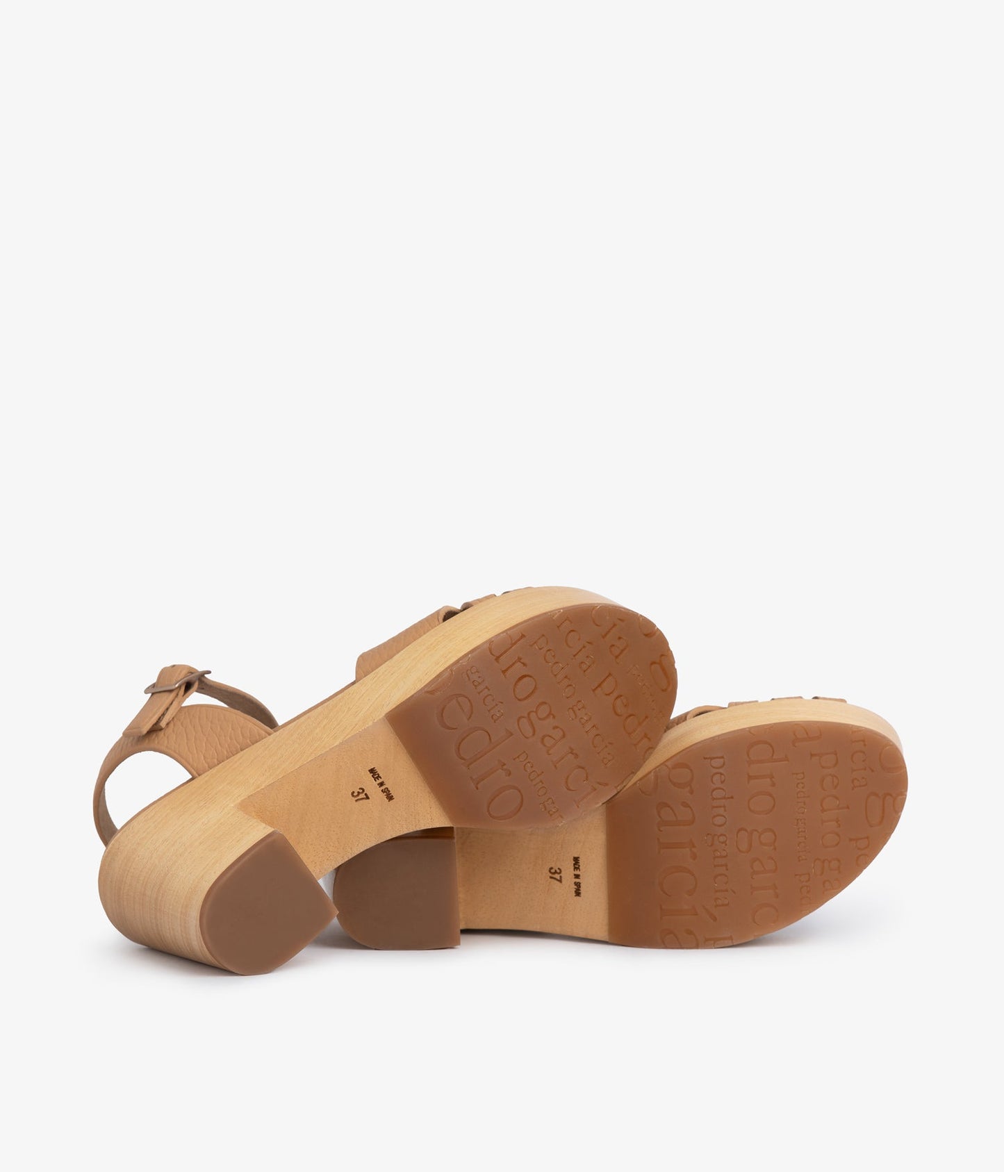 wood wedge velcro closure daya leather beige aw25 pedro garcia 5