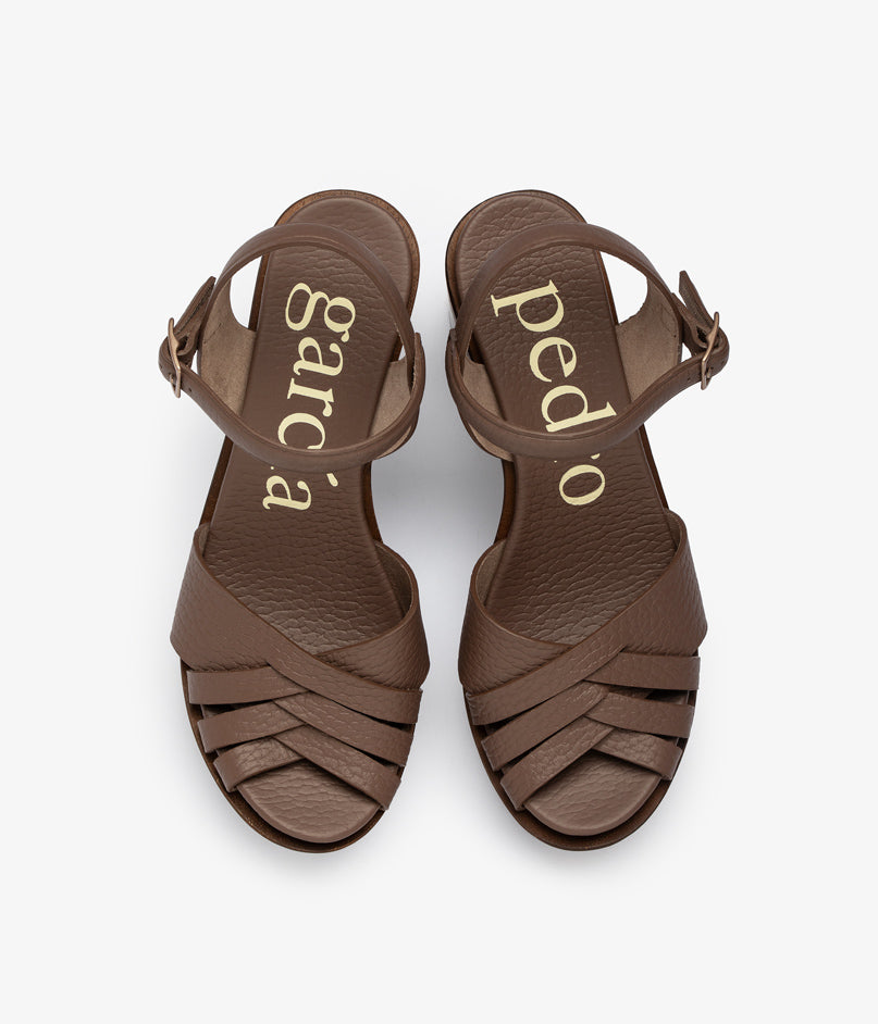 wood wedge velcro closure daya leather grey aw25 pedro garcia 3